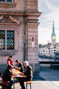 Outdoor lunch in Zurich Old town Altstadt Royalty Free Stock Photo