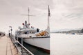 Vintage ferry ship in Lake Zurich for sightseeing tour