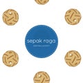 Sepak raga ball, seamless pattern vector.