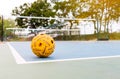 Sepak takraw ball on court