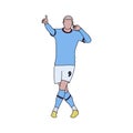 Football Player Celebrating Goal in Blue Jersey, Soccer Striker Celebration Vector Illustration Royalty Free Stock Photo
