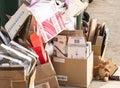 Separate garbage from cardboard. Separate garbage collection. Royalty Free Stock Photo