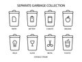 Separate garbage collection outline icon. Trash sorting. Save the planet. Customizable linear contour symbol Royalty Free Stock Photo