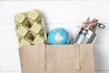 Separate garbage collection: paper bag, egg packing and aluminum