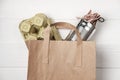 Separate garbage collection: paper bag, egg packing and aluminum