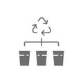 Separate garbage collection, waste sorting gray icon. Royalty Free Stock Photo