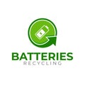 Batteries recycling logo template. Waste battery recycling icon. Royalty Free Stock Photo