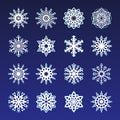 Separate Snowflakes Doodles icon white Vector Rustic christmas clipart new year snow crystal illustration in flat style