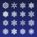 Separate Snowflakes Doodles Vector Rustic christmas clipart new year snow crystal illustration in flat style