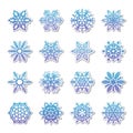 Separate Snowflakes Doodles Vector Rustic christmas clipart new year snow crystal illustration in flat style