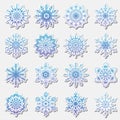 Separate Snowflakes Doodles icon Vector Rustic christmas clipart new year snow crystal illustration in flat style