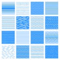 Separate waves, wavy endless stripes patterns set Royalty Free Stock Photo