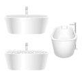 Separate white bath set with glossy chrome water tap