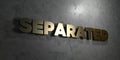 Separated - Gold text on black background - 3D rendered royalty free stock picture