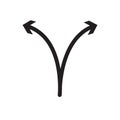 Separating arrow in two part icon Black line art vector logo