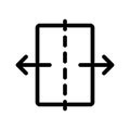 Separating arrow in two part icon linear logo mark in black and white
