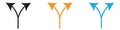 Separating arrow in two part vector logo set collection for web app ui