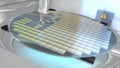 Separating a silicon wafer into individual die.