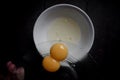 separating the white and the yellow eggs Royalty Free Stock Photo