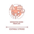 Separating work from life terracotta concept icon