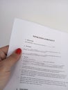 Separation agreement document Royalty Free Stock Photo