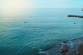 Separation buoys in the sea for safe swimming on the beach Royalty Free Stock Photo