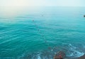 Separation buoys in the sea for safe swimming on the beach Royalty Free Stock Photo