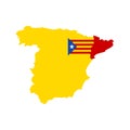 Separation of Catalonia and Spain. Abstract map Spain and Catalonia on white background. Flat illustration EPS 10 Royalty Free Stock Photo