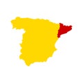 Separation of Catalonia and Spain. Abstract map Spain and Catalonia on white background. Flat illustration EPS 10 Royalty Free Stock Photo