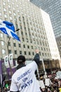 Separatist Protester Holding the Fleur de Lys Quebec Province F Royalty Free Stock Photo