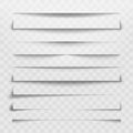 Separator line or shadow divider for web page. Horizontal dividers, shadows dividing lines and corners vector illustration set