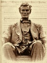 Sepia Abraham Lincoln and the Emancipation Proclamation Royalty Free Stock Photo