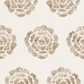 Sepia brown marble floral seamless pattern. Subtle 2 tone flower bloom in simple textured matisse paper cut style. All Royalty Free Stock Photo