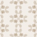 Sepia brown marble floral seamless pattern. Subtle 2 tone flower bloom in simple textured matisse paper cut style. All Royalty Free Stock Photo