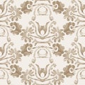 Sepia brown marble floral seamless pattern. Subtle 2 tone flower bloom in simple textured matisse paper cut style. All Royalty Free Stock Photo