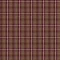 Sepia brown neutral woven plaid texture background. Seamless old worn style plaid fabric cloth. Rustic classic checkered