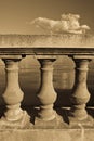 Sepia Concrete Seaside Railing Royalty Free Stock Photo