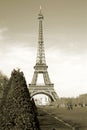 Sepia Eiffel Tower in Paris France Europe