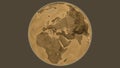 Globe centered on Turkiye. Sepia elevation map Royalty Free Stock Photo