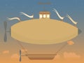 Sepia fantasy airship dusk basket retro calm