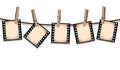 Sepia film strips hanging out to dry Royalty Free Stock Photo