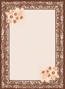Sepia frame with flowers. Banner.