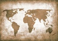 Sepia grunge world map Royalty Free Stock Photo