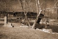 Sepia Image of the Love Sign by Humpback Covered Bridge, Virginia, USA