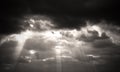 Sepia monochrome picture clouds sky sunset and sunrise, black and white Royalty Free Stock Photo