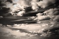 Sepia monochrome picture clouds sky sunset and sunrise, black and white Royalty Free Stock Photo