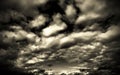 Sepia monochrome picture clouds sky sunset and sunrise, black and white Royalty Free Stock Photo