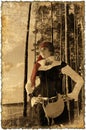 Sepia picture with burned edges (Pirate girl serie)