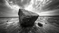 Sepia pinhole photography detailed stone textures, dramatic skies in ultra clarity