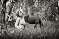 Sepia Portrait Of A Blonde Woman In The Forest Royalty Free Stock Photo